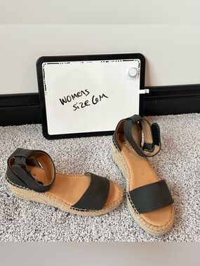 Wedge Espadrille Sandals in Black - Women's